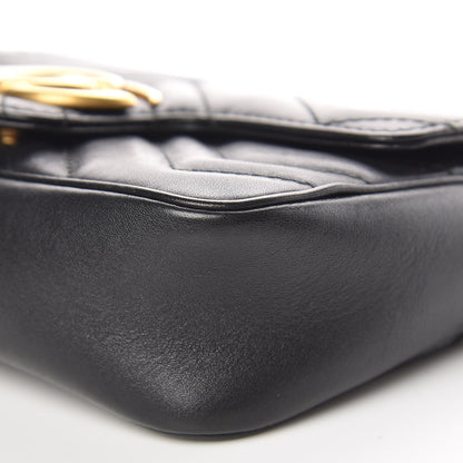 Gucci Calfskin Matelasse Super Mini GG Marmont Shoulder Bag Black 9 of 13