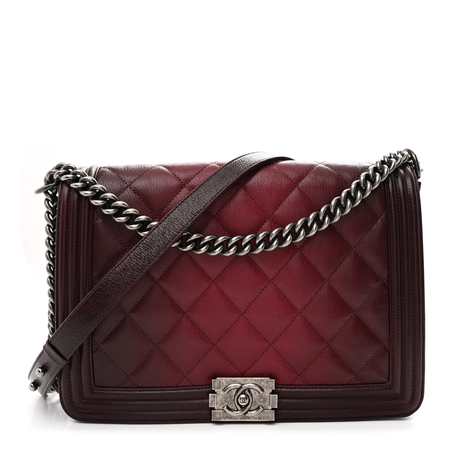 Goatskin Ombre Faded Quilted New Medium Boy Flap Burgundy
