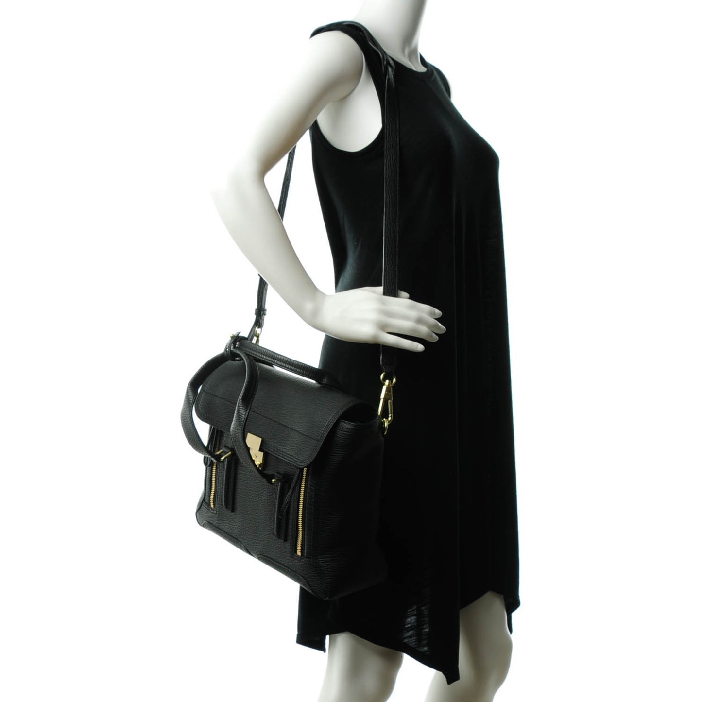 3.1 Textured Calfskin Medium Pashli Satchel Black