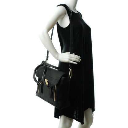 3.1 Phillip Lim 3.1 Textured Calfskin Medium Pashli Satchel Black 2 of 7