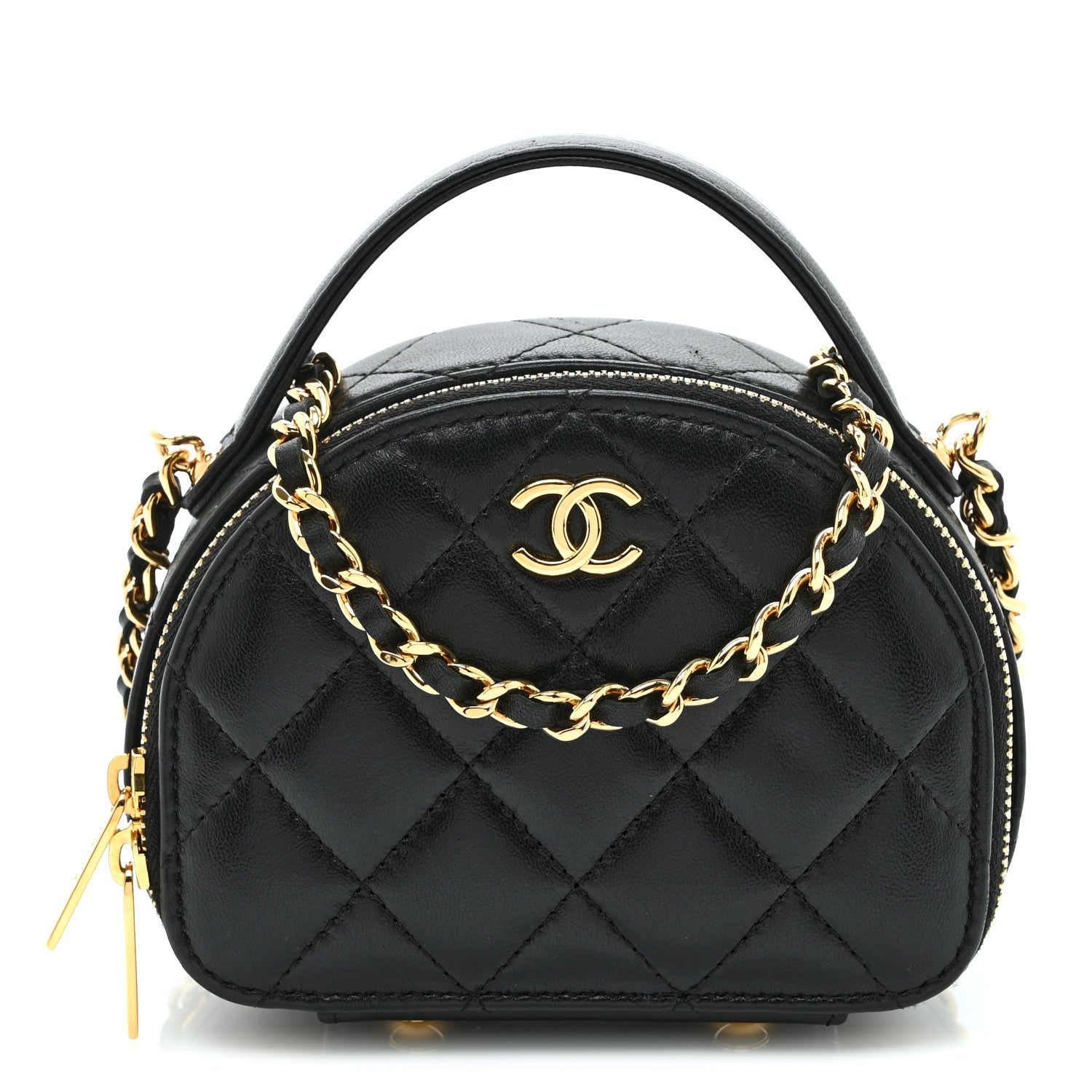Chanel Lambskin Quilted Mini Chic Riviera Top Handle Vanity Case Black 1 of 10