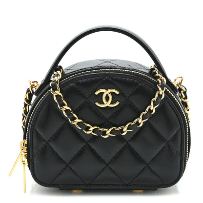 Chanel Lambskin Quilted Mini Chic Riviera Top Handle Vanity Case Black 1 of 10