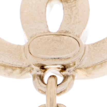Chanel Pearl Crystal CC Heart Drop Earrings Gold White 4 of 4