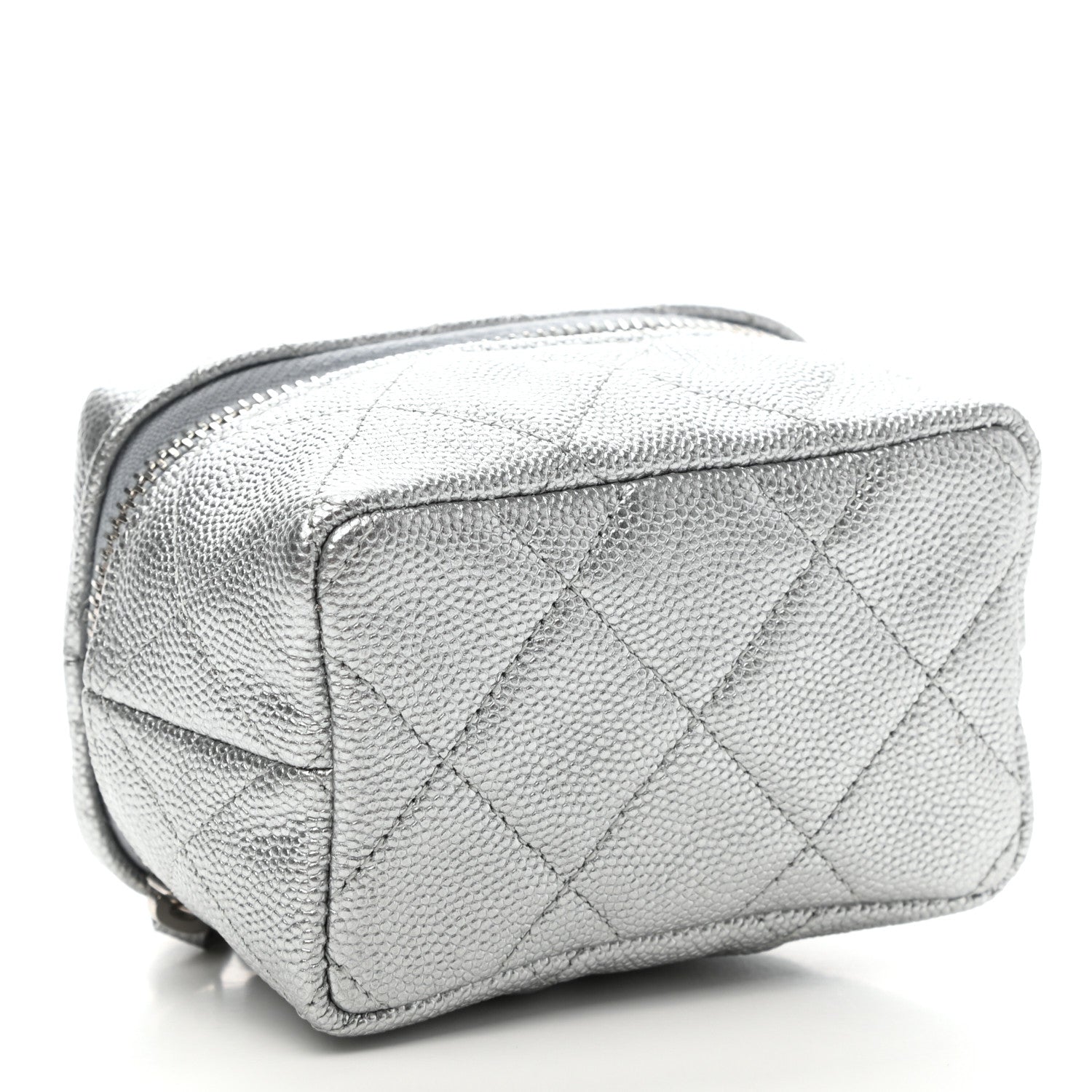 Chanel Metallic Caviar Quilted Mini Top Handle Vanity With Chain Silver 4 of 10
