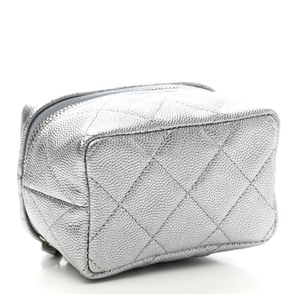 Chanel Metallic Caviar Quilted Mini Top Handle Vanity With Chain Silver 4 of 10