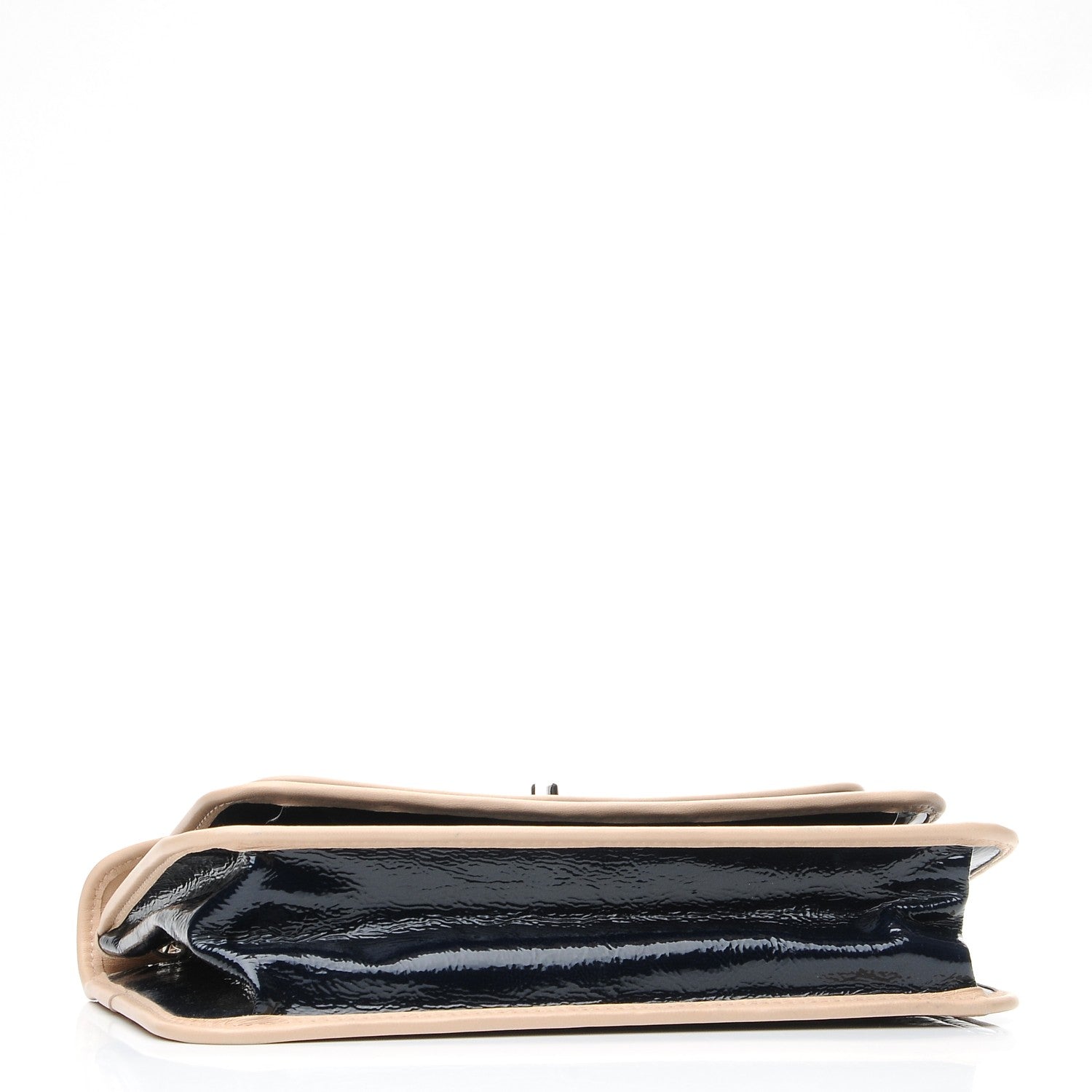 Chanel Patent Lambskin Medium Chocolate Bar Flap Navy Beige 5 of 13