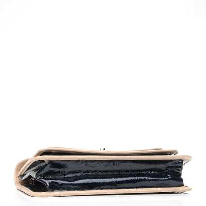 Chanel Patent Lambskin Medium Chocolate Bar Flap Navy Beige 5 of 13