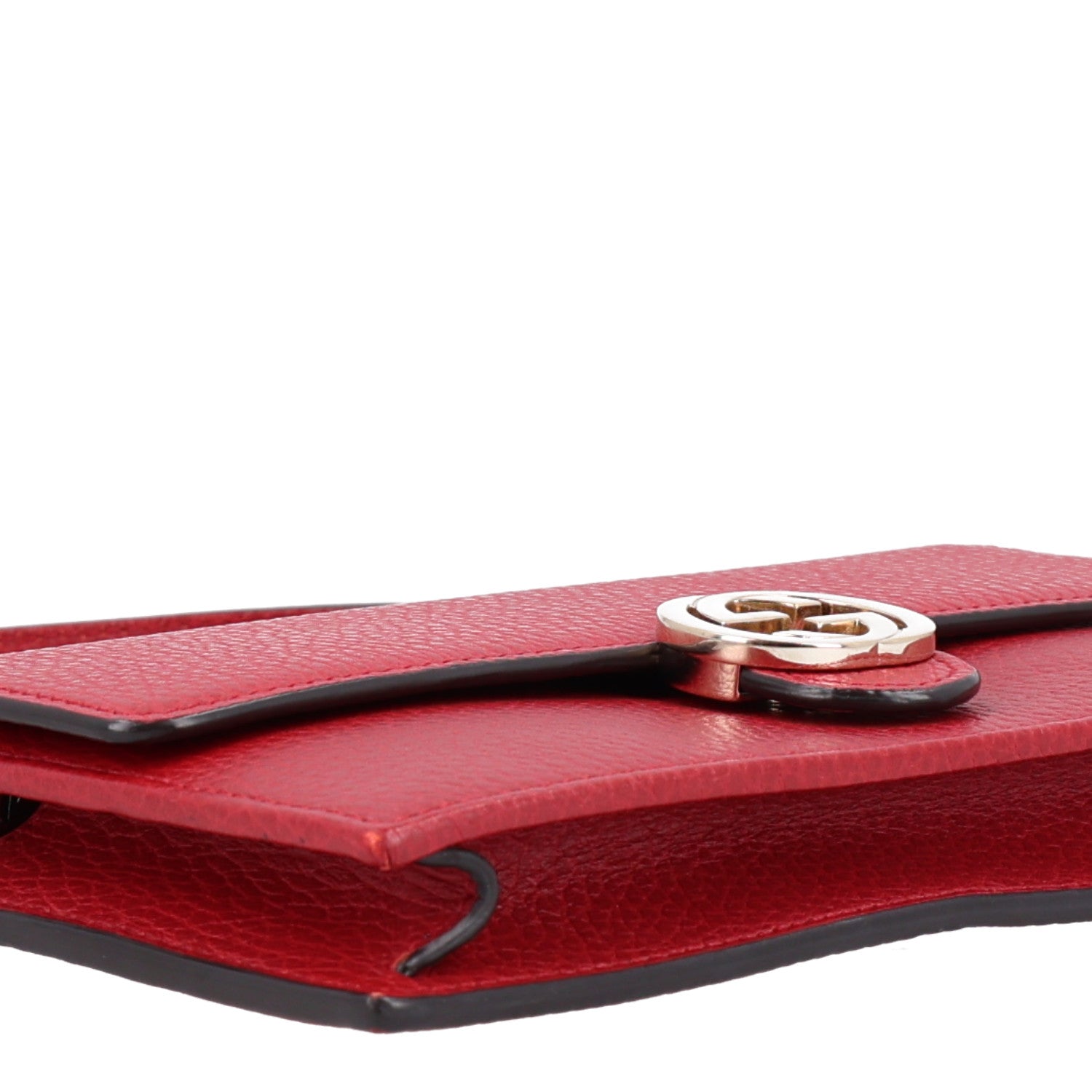 Gucci Dollar Calfskin Interlocking G Chain Wallet Red 8 of 9