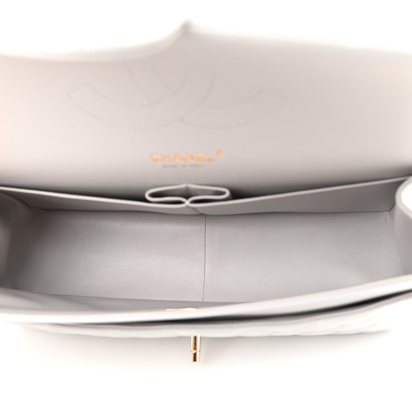 Caviar Quilted Jumbo Double Flap Grey