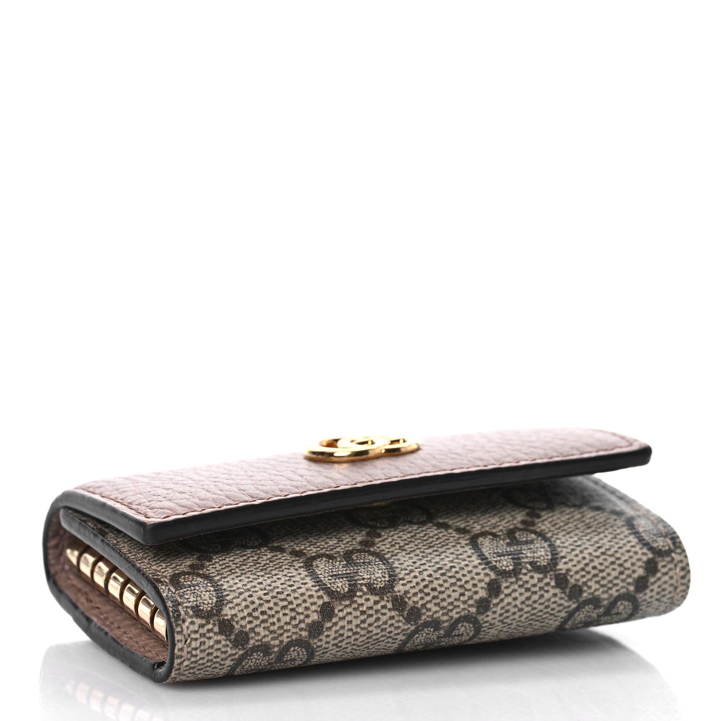 Dollar Calfskin GG Supreme Monogram GG Marmont 6 Key Holder Case Porcelain Rose Beige Ebony