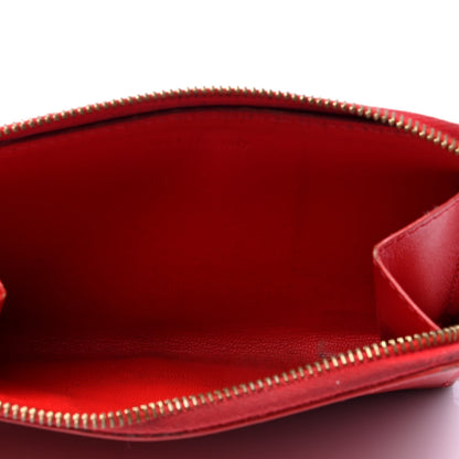 Celine Calfskin Half Zip Multifunction Coin Purse Red 3 of 6