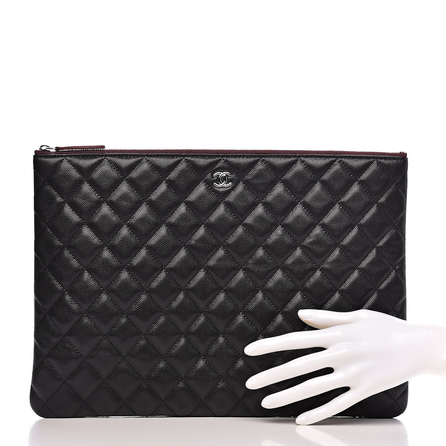 Caviar Quilted Large Cosmetic Case Black