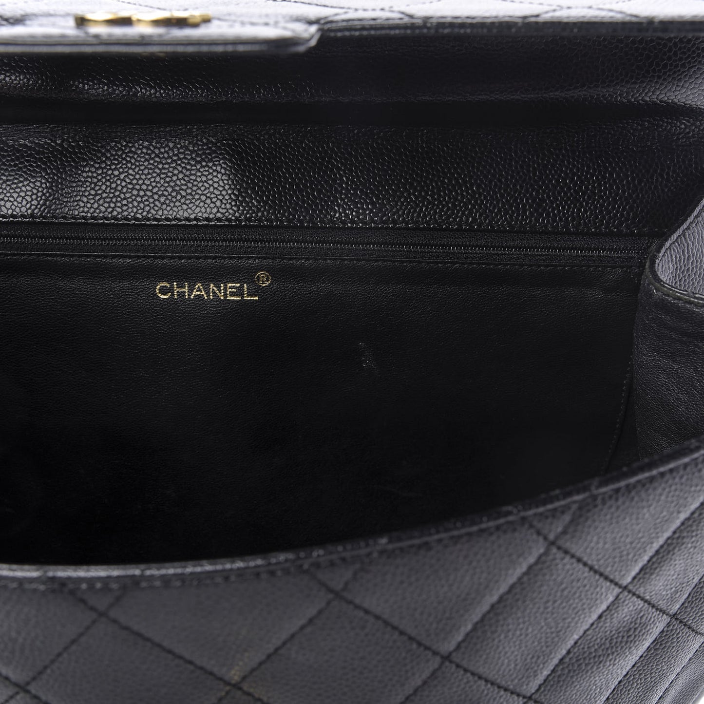 Caviar Quilted Single Flap Black