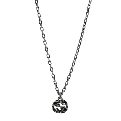 Gucci Sterling Silver Textured Interlocking G Pendant Necklace 1 of 4