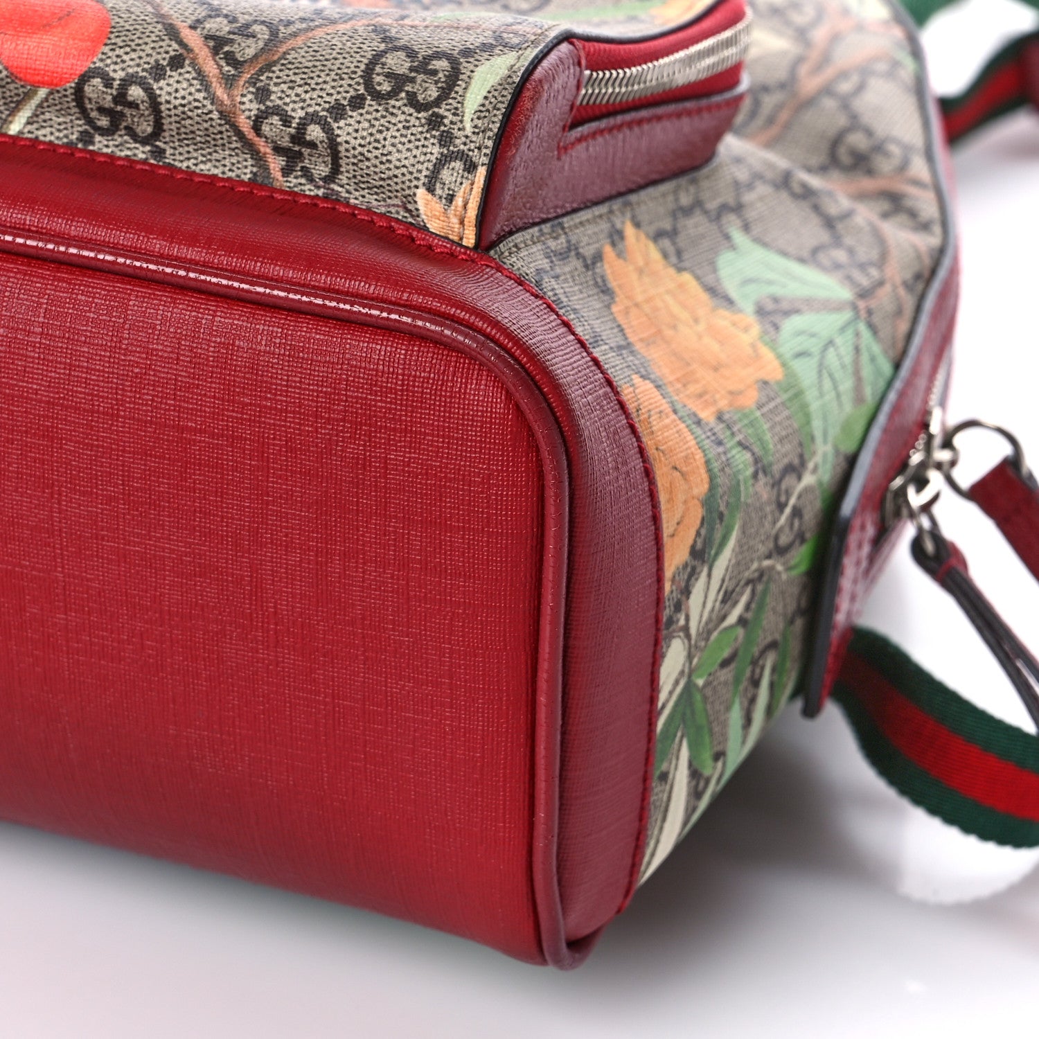 Gucci GG Supreme Monogram Tian Web Small Day Backpack Beige Multicolor Red 11 of 14