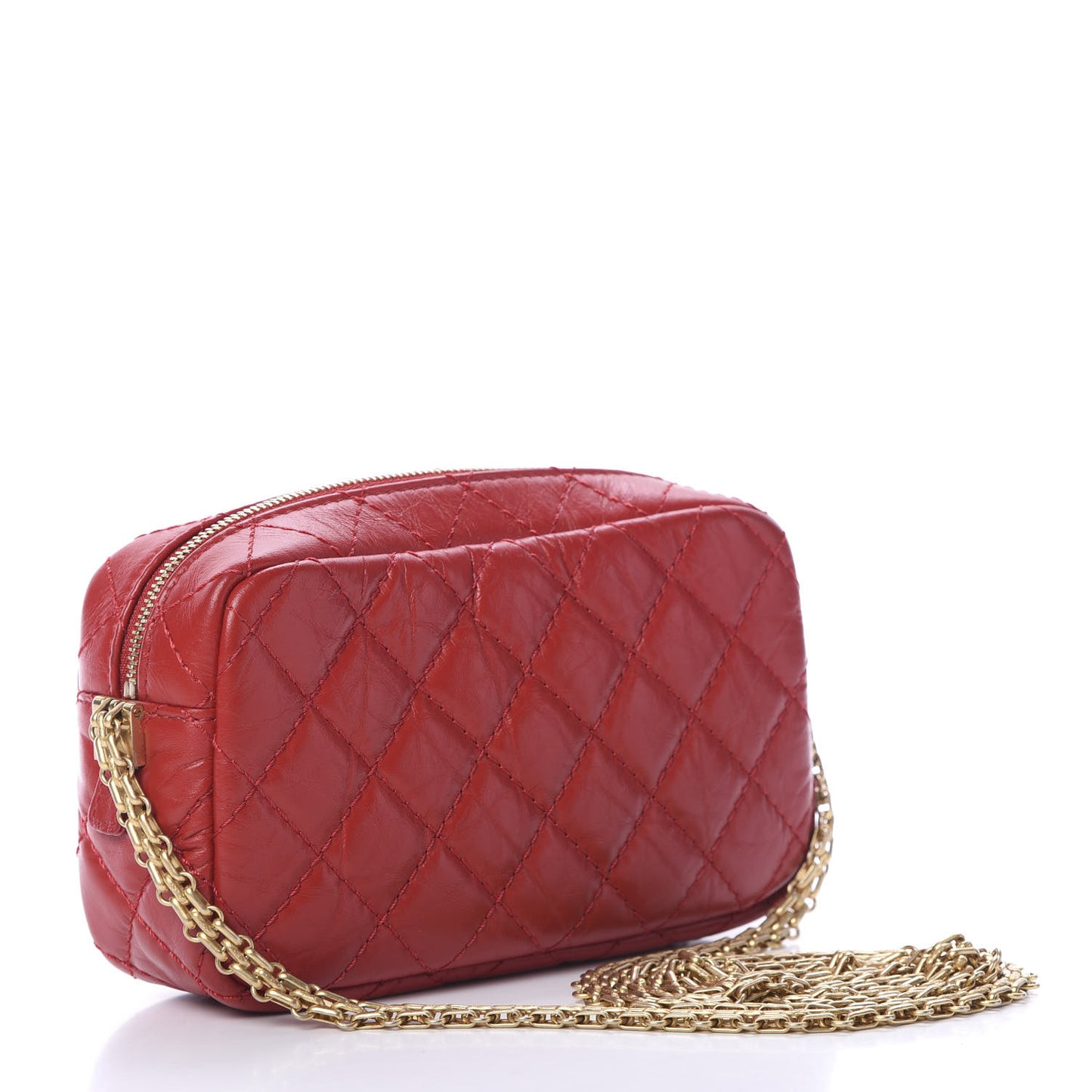 Aged Calfskin Quilted Mini Reissue Camera Case Red