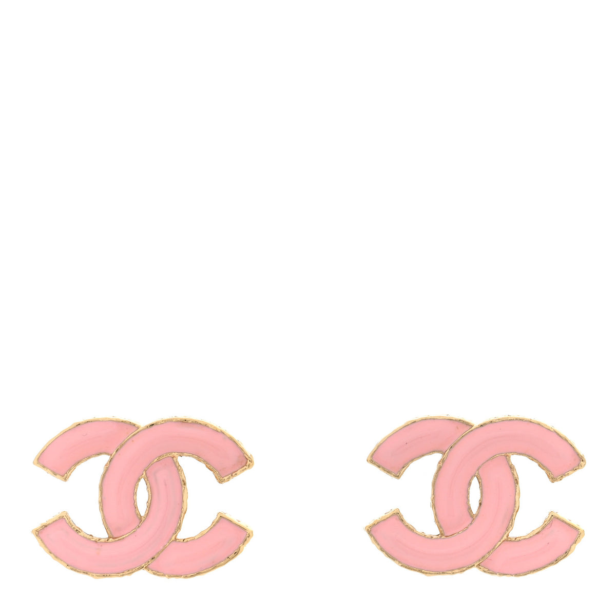 Metal Enamel CC Earrings Pink Gold
