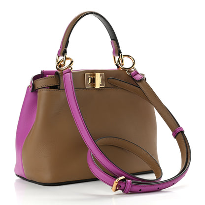 Fendi Vitello Seta Nappa Plexiglass Bi-Color Mini Peekaboo Iconic Satchel Bouganville Sand 3 of 12