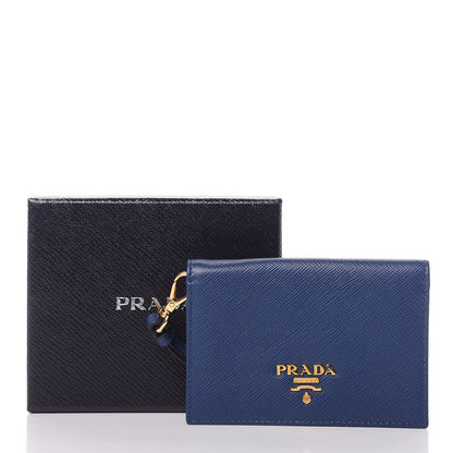 Prada Saffiano Metal Wristlet Wallet Bluette 7 of 7