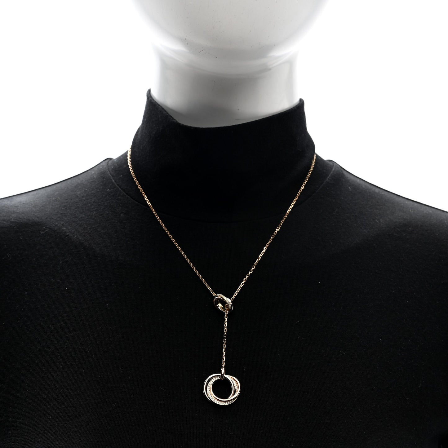 18K Pink Yellow White Gold Diamond Trinity Lariat Necklace