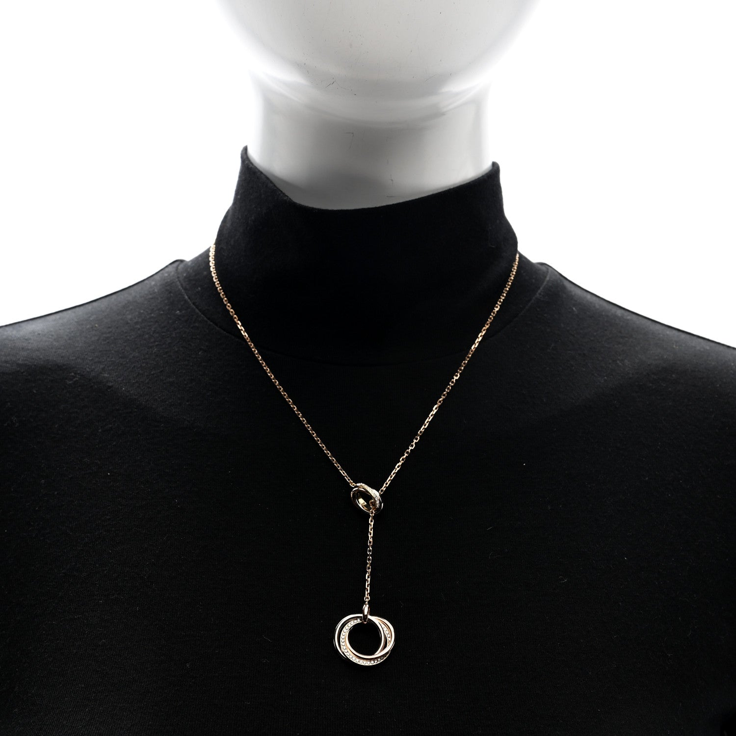 Cartier 18K Pink Yellow White Gold Diamond Trinity Lariat Necklace 2 of 5