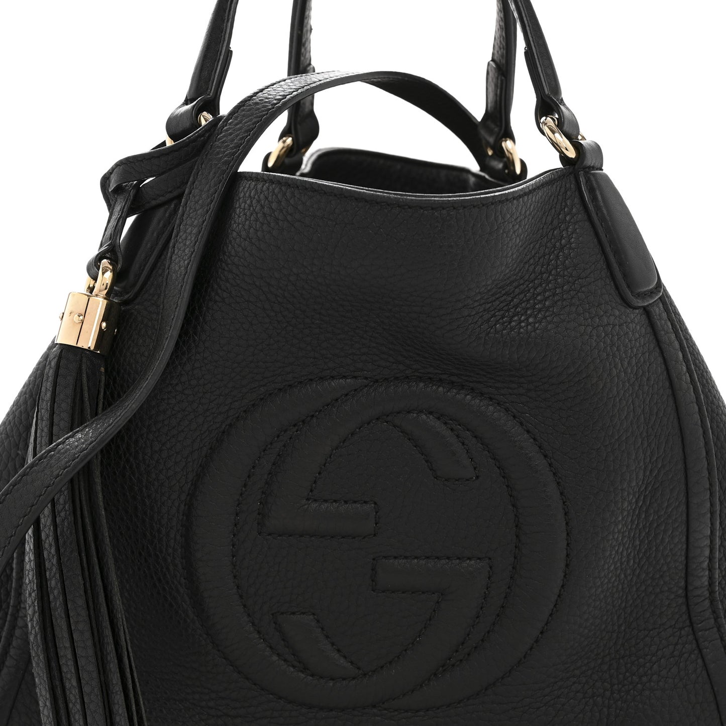 Pebbled Calfskin Small Soho Shoulder Bag Black