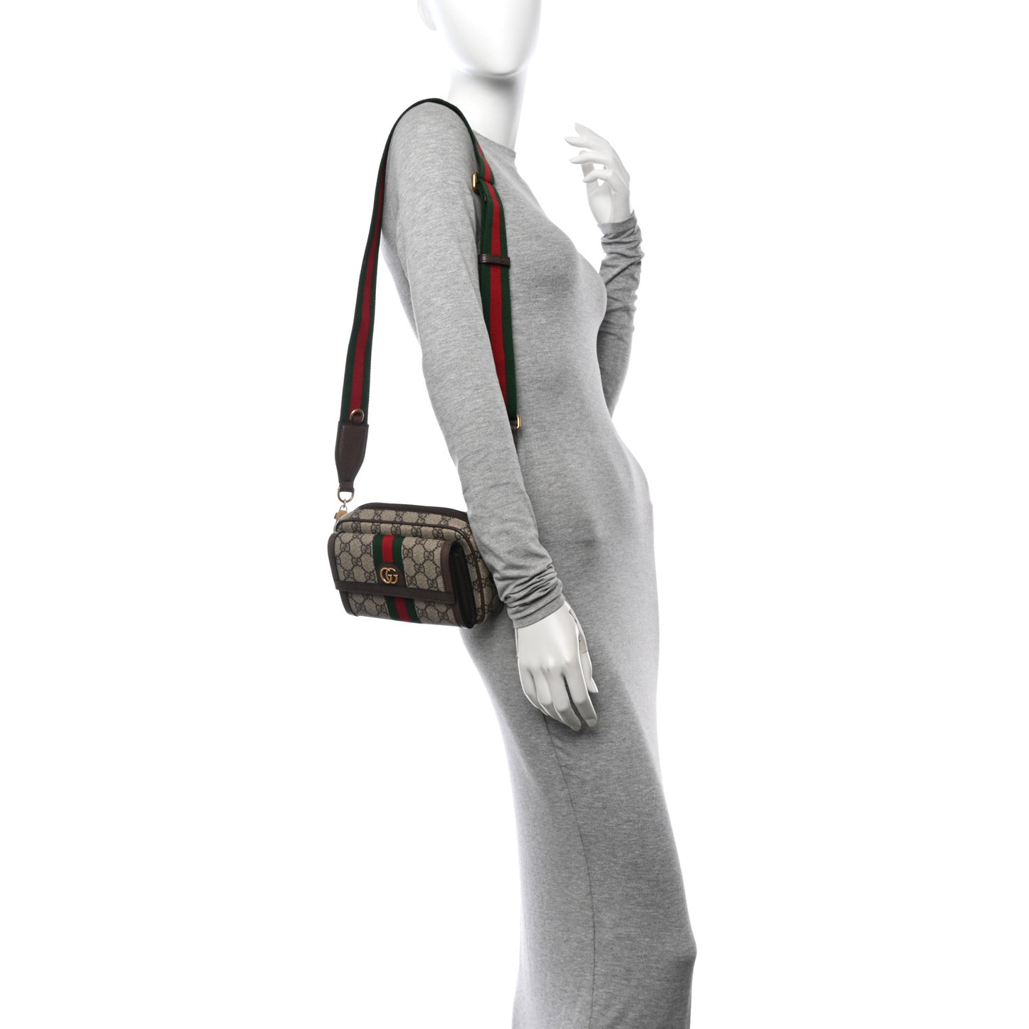 GG Supreme Monogram Web Mini Ophidia Bag Beige Ebony