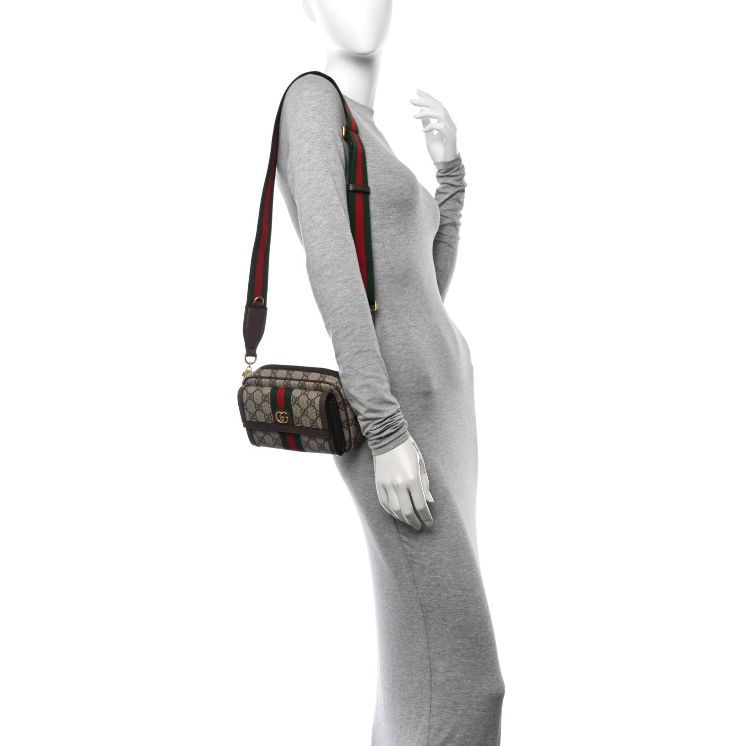 Gucci GG Supreme Monogram Web Mini Ophidia Bag Beige Ebony 2 of 11