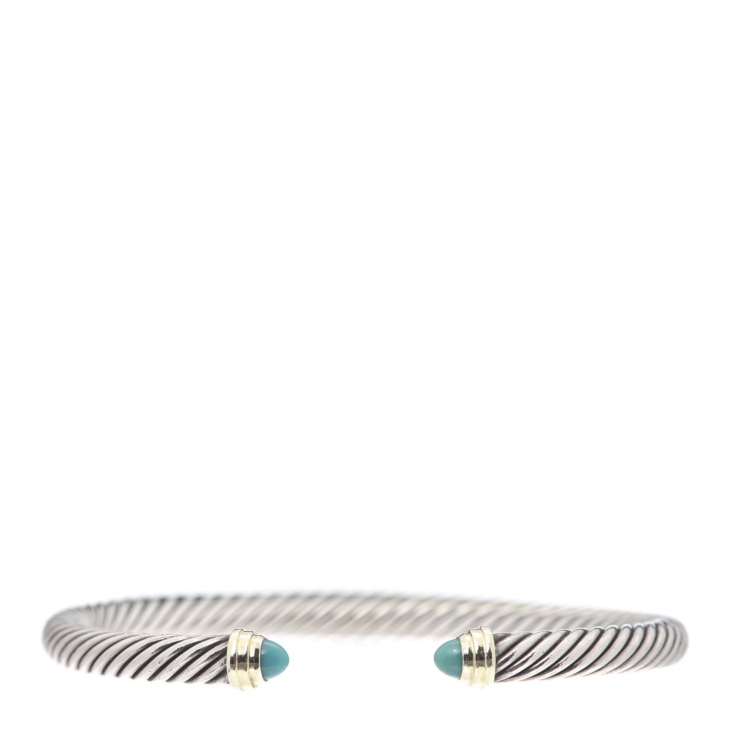 Sterling Silver 14K Yellow Gold Turquoise 5mm Cable Classics Petite Color Bracelet