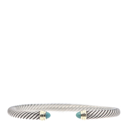 David Yurman Sterling Silver 14K Yellow Gold Turquoise 5mm Cable Classics Petite Color Bracelet 1 of 6