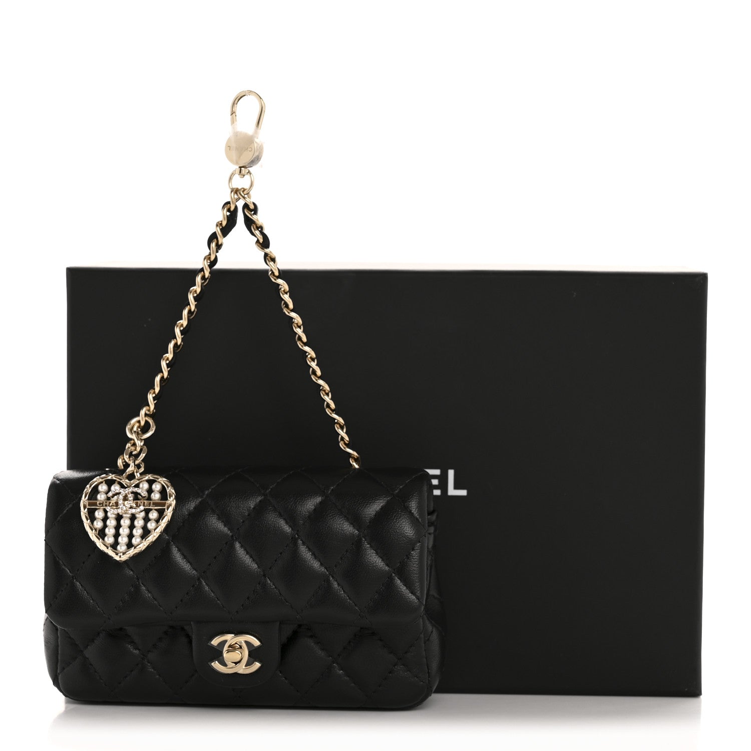 Chanel Lambskin Quilted Mini Flap Bag Charm With Hook Black 12 of 12
