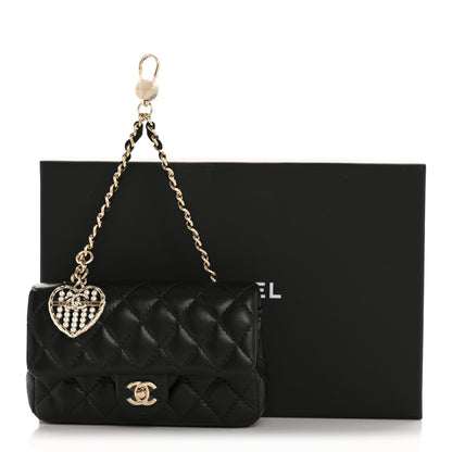 Chanel Lambskin Quilted Mini Flap Bag Charm With Hook Black 12 of 12