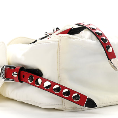 Prada Nylon New Vela Studded Messenger White Fuoco 8 of 12