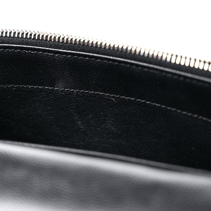 Saint Laurent Grain De Poudre Matelasse Chevron Monogram Envelope Chain Wallet Black 10 of 11