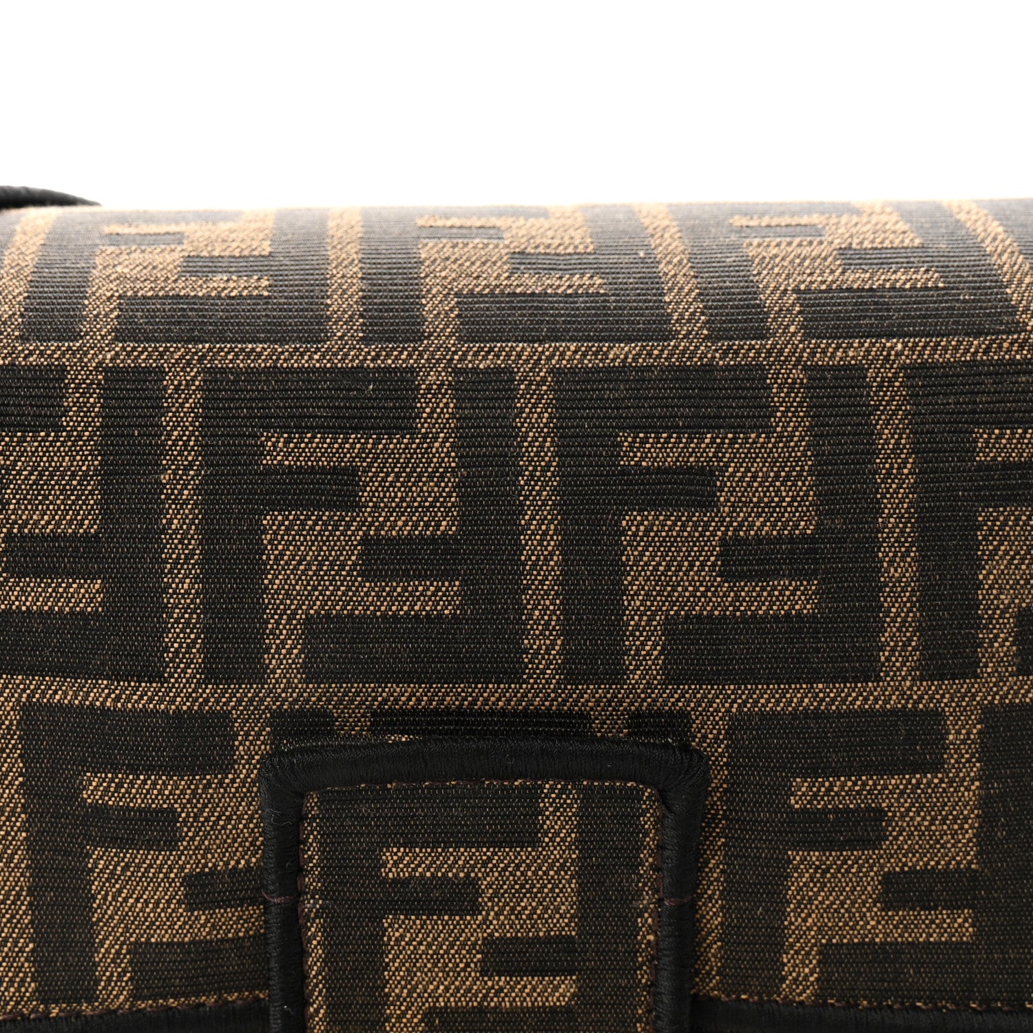 Fendi Fabric Jacquard FF 1974 Medium Baguette Tobacco Moro Black 7 of 9