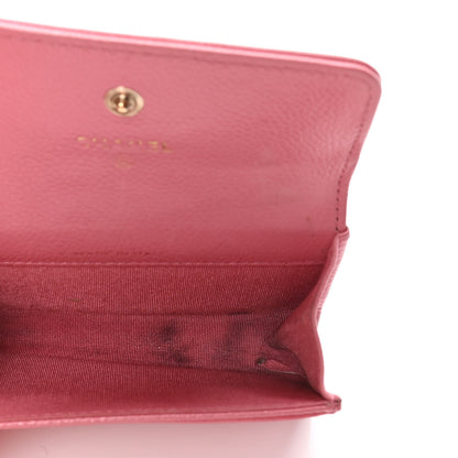 Chanel Caviar Camellia Embossed Card Holder Wallet Pink 4 of 4