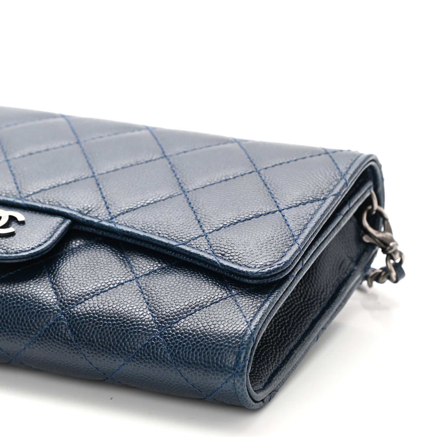 Chanel Caviar Quilted Wallet on Removable Chain Navy 10 of 11