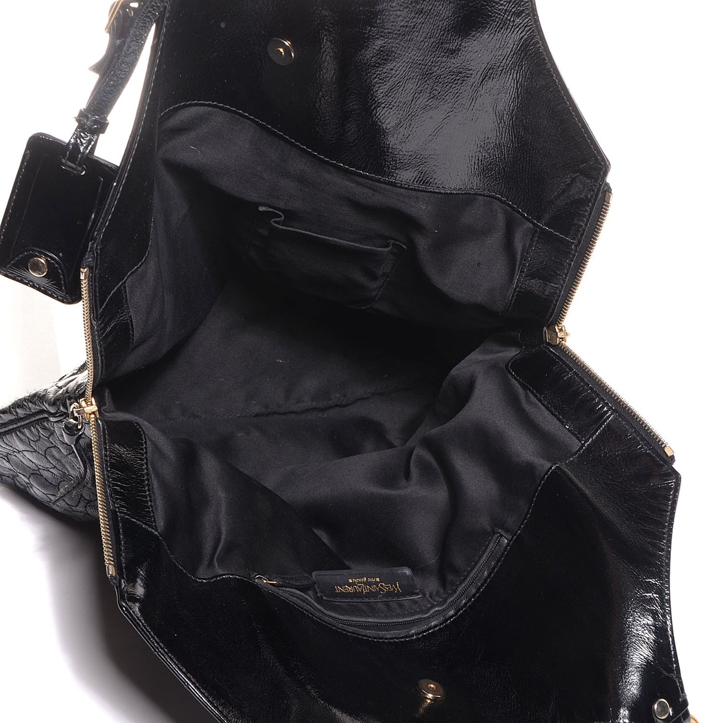 Patent Crocodile Embossed Tribute Tote Black