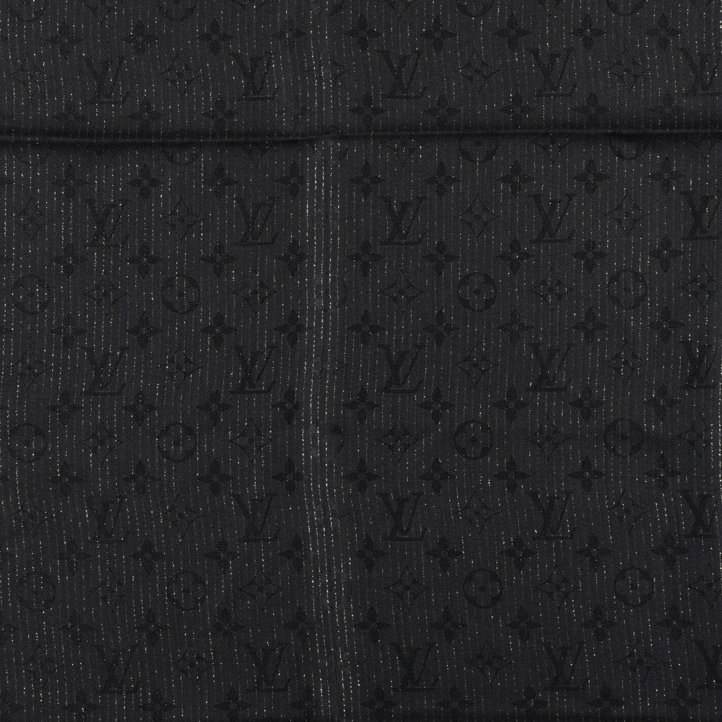 Silk Wool Monogram Shine Shawl Black