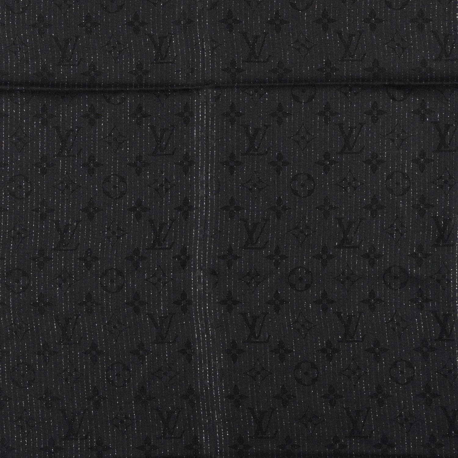 Louis Vuitton Silk Wool Monogram Shine Shawl Black 2 of 4