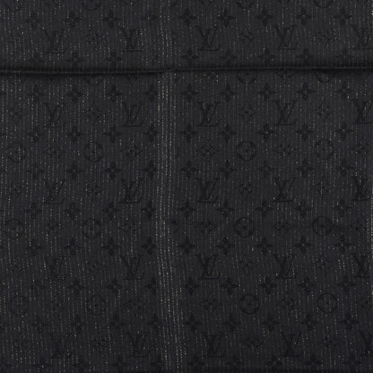 Louis Vuitton Silk Wool Monogram Shine Shawl Black 2 of 4