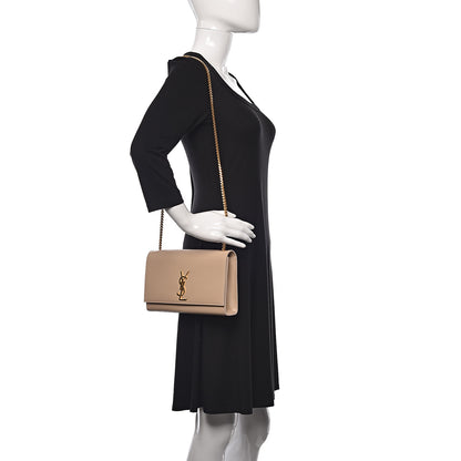 Saint Laurent Grain De Poudre Medium Monogram Kate Satchel Nude Powder 2 of 10