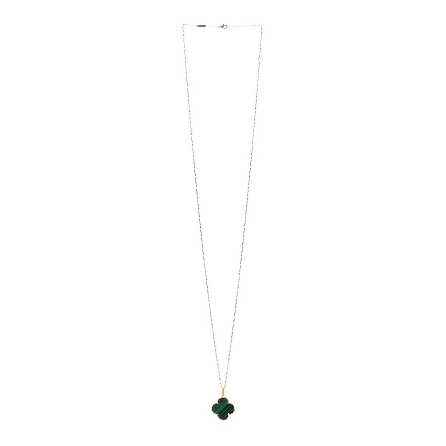 18K Yellow Gold Malachite Magic Alhambra Pendant Necklace
