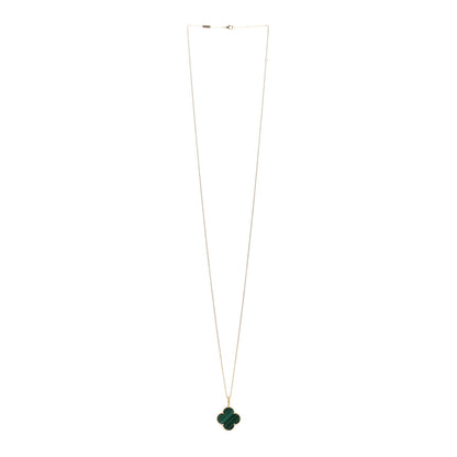Van Cleef & Arpels 18K Yellow Gold Malachite Magic Alhambra Pendant Necklace 3 of 5