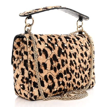 Valentino Garavani Calf Hair Leopard Print Medium Rockstud Spike Shoulder Bag 3 of 12