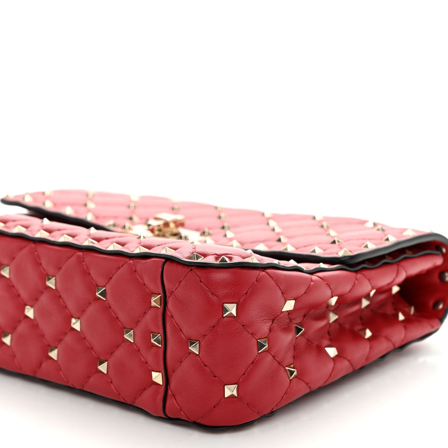 Nappa Medium Rockstud Spike Shoulder Bag Rosso Valentino