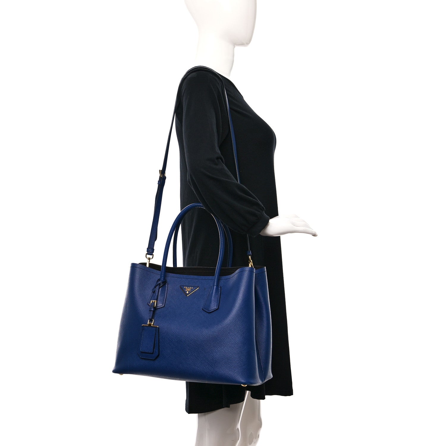 Prada Saffiano Cuir Medium Double Bag Inchiostro 2 of 9