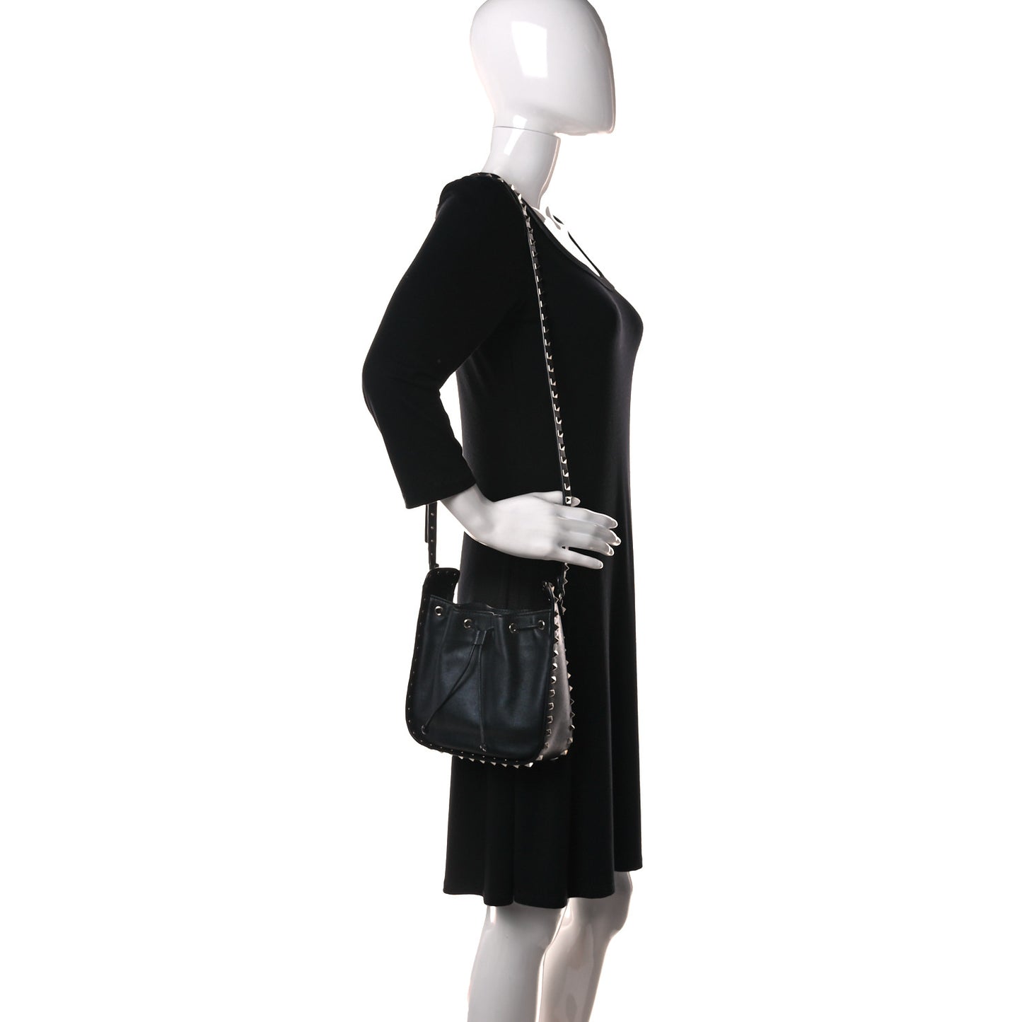 Vitello Rockstud Bucket Bag Black