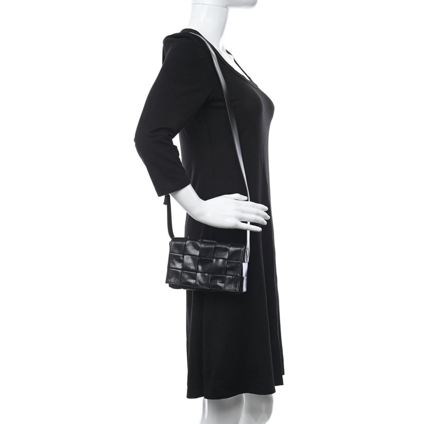 Paper Calfskin Maxi Intreccio Cassette Crossbody Bag Black