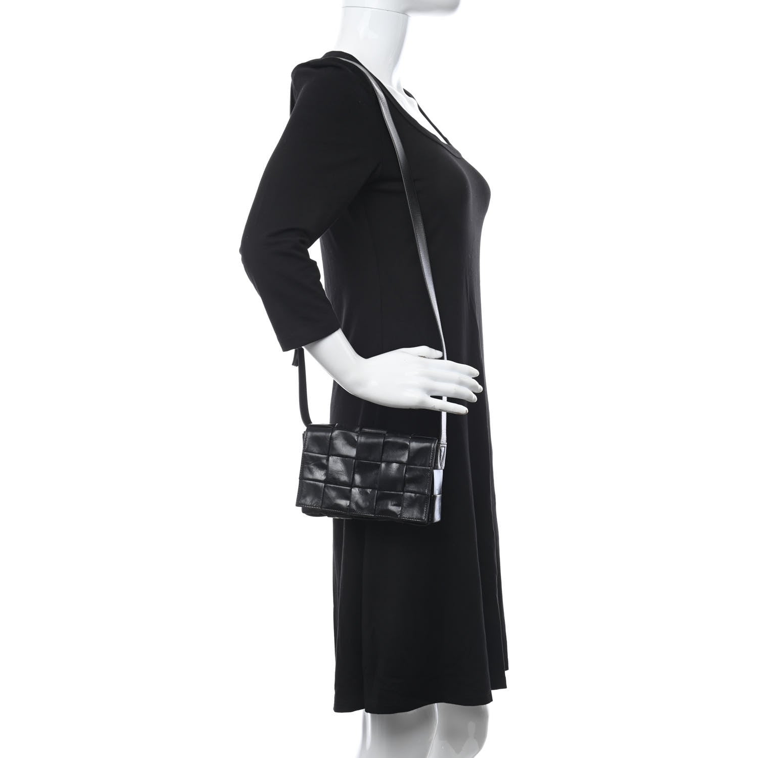 Bottega Veneta Paper Calfskin Maxi Intreccio Cassette Crossbody Bag Black 2 of 9